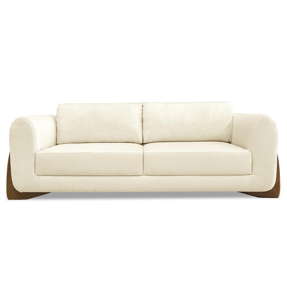 Sofá 2 Lugares Base De Madeira 180cm Izzy S06 Linho Pérola - Mpozenato - 5
