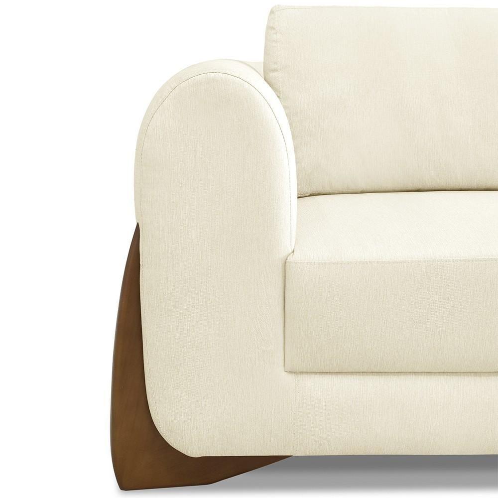 Sofá 2 Lugares Base De Madeira 180cm Izzy S06 Linho Pérola - Mpozenato - 8