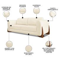 Sofá 2 Lugares Base De Madeira 180cm Izzy S06 Linho Pérola - Mpozenato - 3