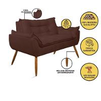 Kit 02 Poltronas + Sofá 2 Lugares Com Puff Opala Balaqui Marrom - 6