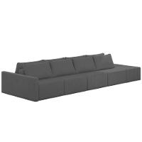 Sofá Ilha Modular Com Puff Para Sala Living 432cm Georgia K04 Linho Cinza Escuro - Mpozenato - 1
