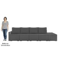 Sofá Ilha Modular Com Puff Para Sala Living 432cm Georgia K04 Linho Cinza Escuro - Mpozenato - 5