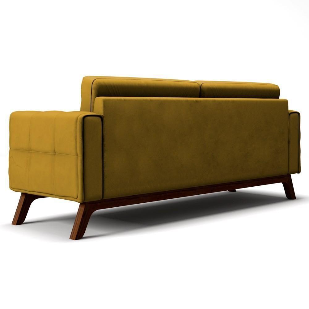 Sofá 150 Cm 2 Lugares Sandero C-279 Veludo Amarelo - Domi - 4