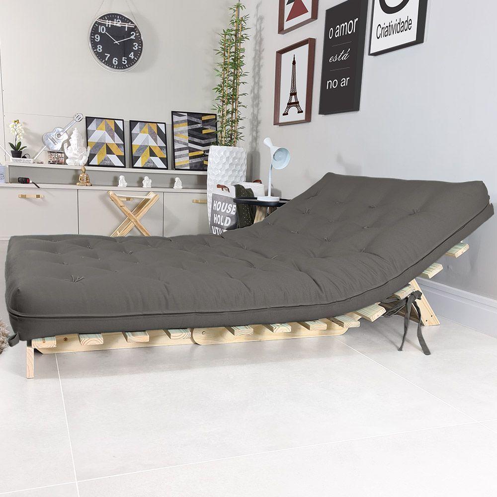 Sofa Cama Casal Futon Oriental Chumbo Acquablock Com Madeira Maciça - 2