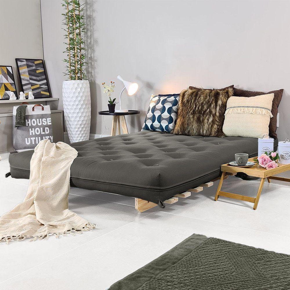 Sofa Cama Casal Futon Oriental Chumbo Acquablock Com Madeira Maciça - 3