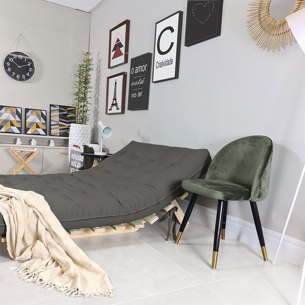 Sofa Cama Casal Futon Oriental Chumbo Acquablock Com Madeira Maciça - 5