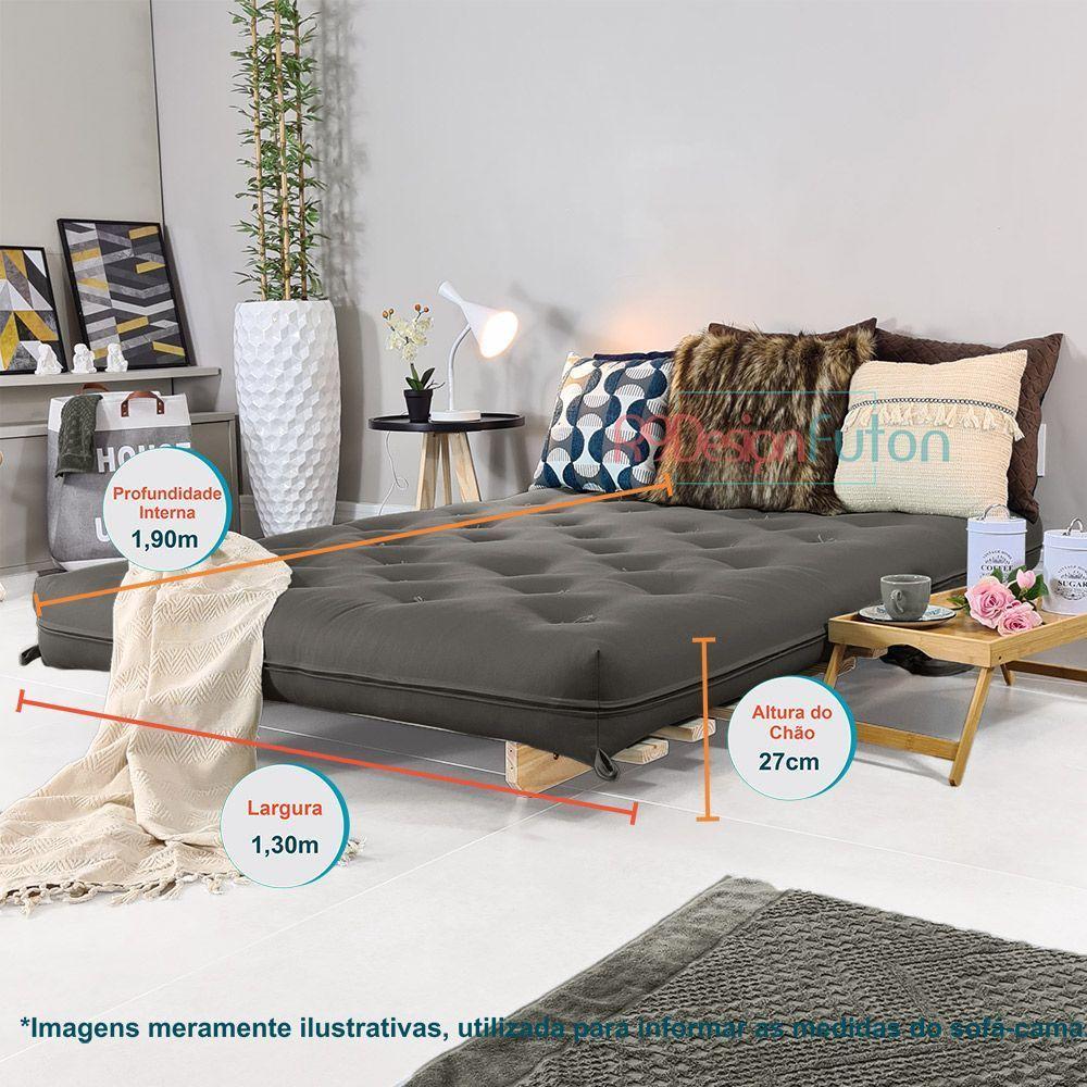 Sofa Cama Casal Futon Oriental Chumbo Acquablock Com Madeira Maciça - 6
