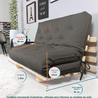 Sofa Cama Casal Futon Oriental Chumbo Acquablock Com Madeira Maciça - 7