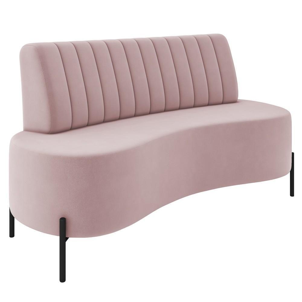 Sofá 2 Lugares 135cm Pés Aço Preto Tamar K04 Veludo Rosê - Mpozenato - 1