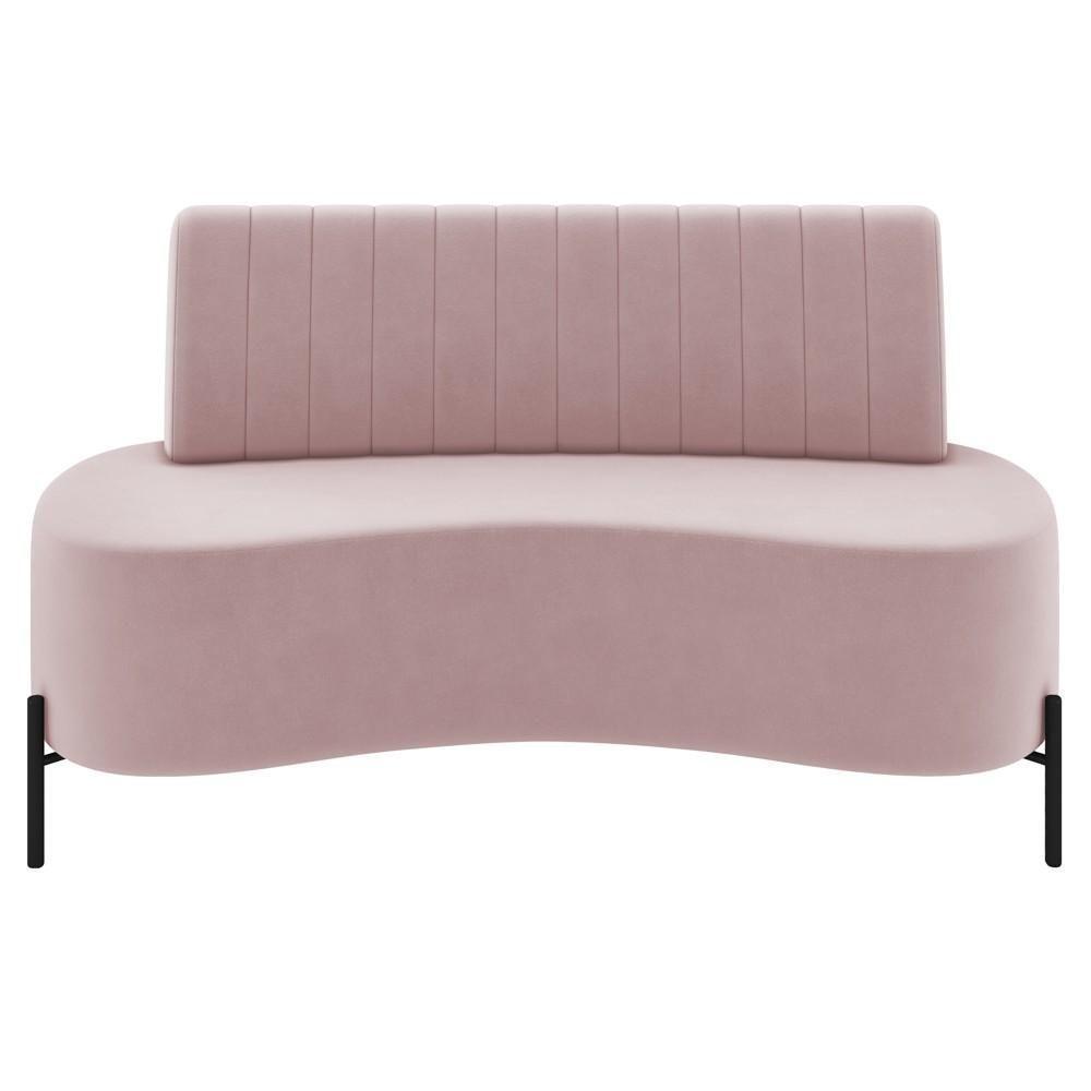 Sofá 2 Lugares 135cm Pés Aço Preto Tamar K04 Veludo Rosê - Mpozenato - 2
