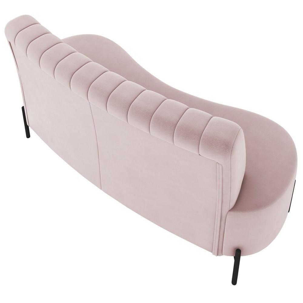 Sofá 2 Lugares 135cm Pés Aço Preto Tamar K04 Veludo Rosê - Mpozenato - 7