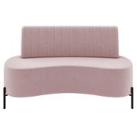 Sofá 2 Lugares 135cm Pés Aço Preto Tamar K04 Veludo Rosê - Mpozenato - 2