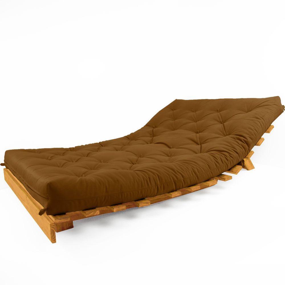 Sofá Cama Casal Futon Tokio Caramelo Madeira Maciça Cor Mel - 3