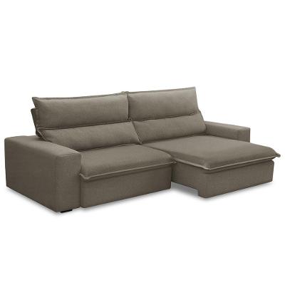 Sofá Retrátil Reclinável Para Sala 3 Lugares 230cm Senzi F04 Veludo Marrom Claro - Lyam Decor