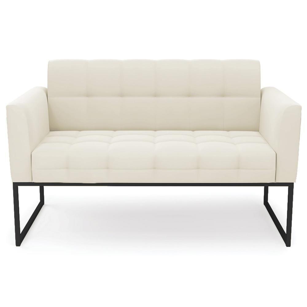 Sofá Namoradeira E 1 Poltrona Base Industrial Preto Ana Veludo Bege - Ibiza - 8