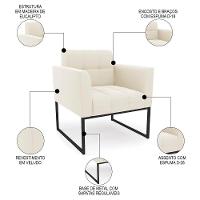 Sofá Namoradeira E 1 Poltrona Base Industrial Preto Ana Veludo Bege - Ibiza - 5