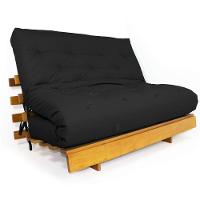 Sofá Cama Casal Futon Tokio Preto Madeira Maciça Grapia Cor Natural - 1