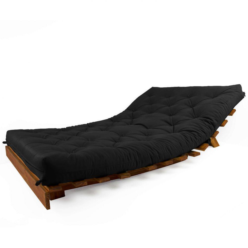 Sofá Cama Casal Futon Tokio Preto Madeira Maciça Cor Imbuia - 4