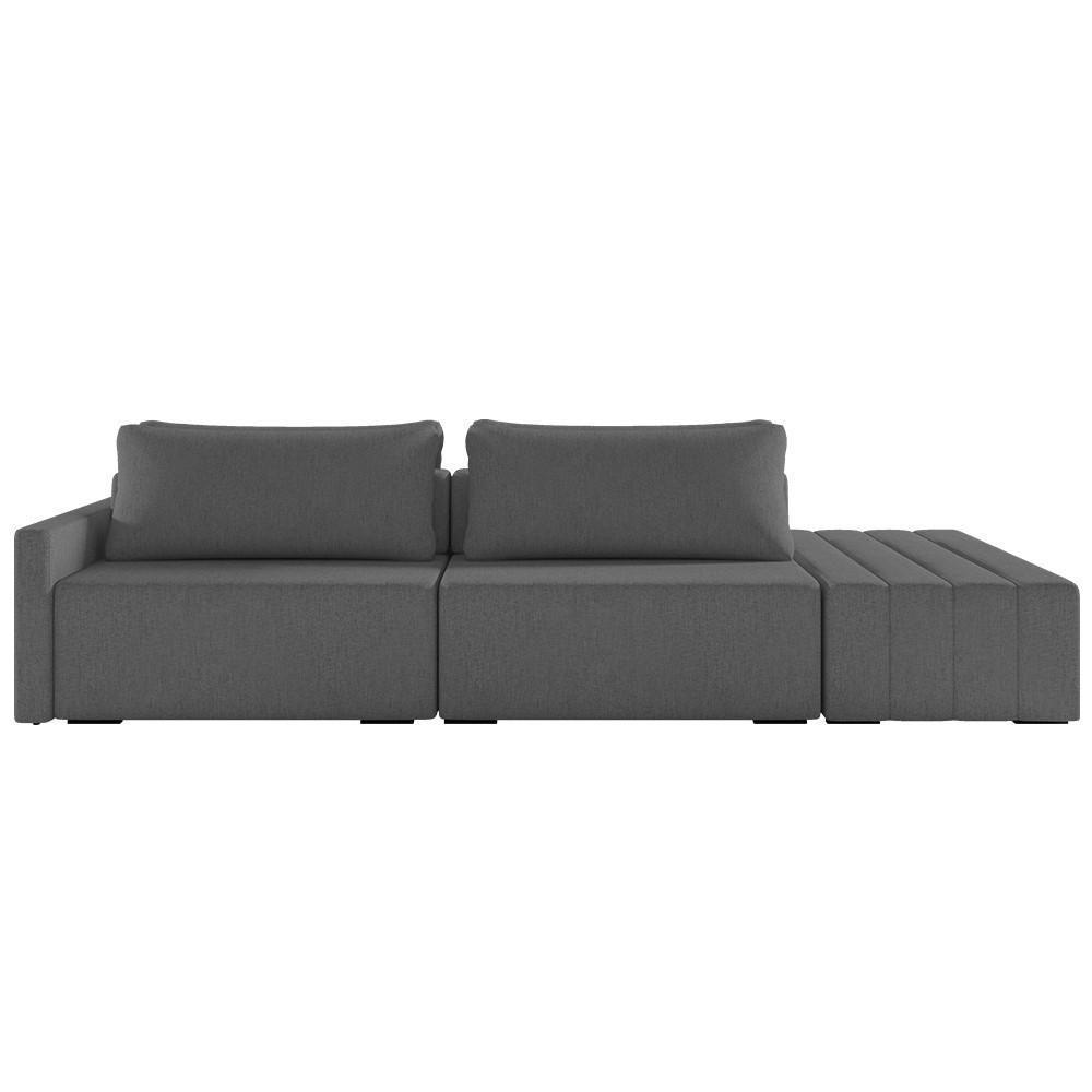 Sofá Ilha Modular Com Puff Para Sala Living 252cm Georgia K04 Linho Cinza Escuro - Mpozenato - 6