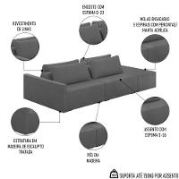 Sofá Ilha Modular Com Puff Para Sala Living 252cm Georgia K04 Linho Cinza Escuro - Mpozenato - 7