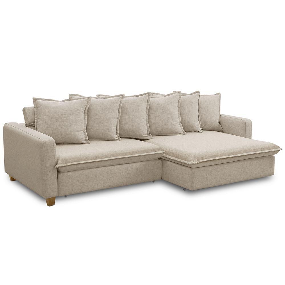 Sofá Retrátil Para Sala Living 3 Lugares 250cm Lake F04 Linho Bege - Lyam Decor - 5