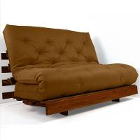 Sofá Cama Casal Futon Tokio Caramelo Madeira Maciça Cor Imbuia - 1