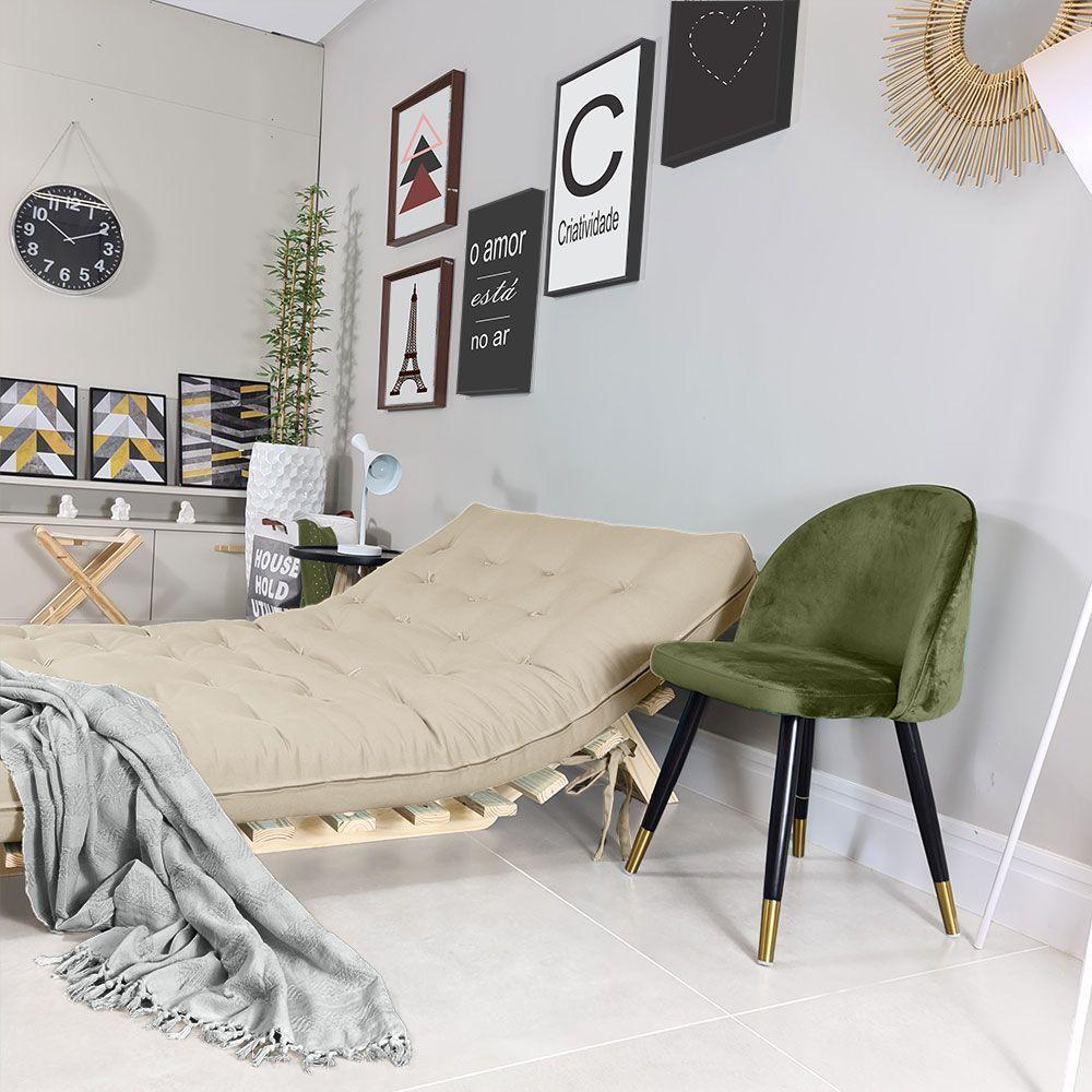 Futon Casal Tokio Sofa Cama Bege Com Madeira Maciça - 4