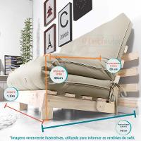 Futon Casal Tokio Sofa Cama Bege Com Madeira Maciça - 8