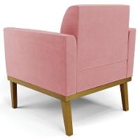 Sofá Namoradeira E 1 Poltrona Base Madeira Castanho Maressa Suede Rosê - Ibiza - 10