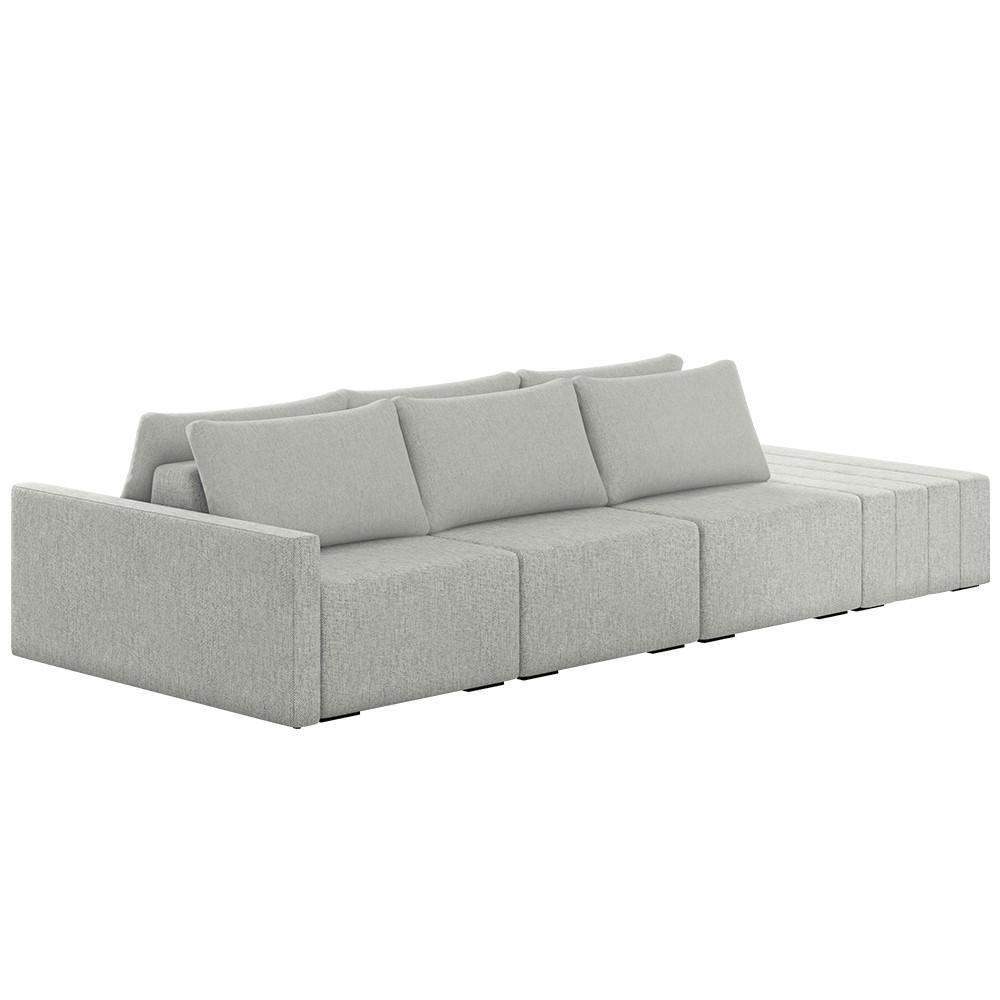 Sofá Ilha Modular Com Puff Para Sala Living 312cm Georgia K04 Linho Cinza - Mpozenato - 1