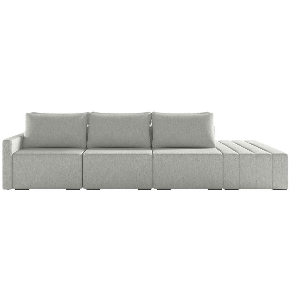 Sofá Ilha Modular Com Puff Para Sala Living 312cm Georgia K04 Linho Cinza - Mpozenato - 7