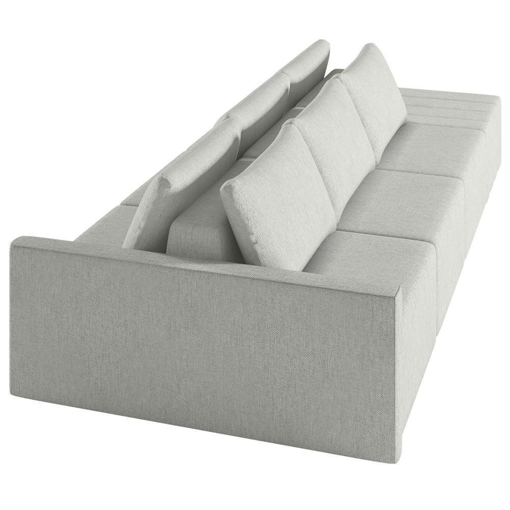 Sofá Ilha Modular Com Puff Para Sala Living 312cm Georgia K04 Linho Cinza - Mpozenato - 8