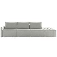Sofá Ilha Modular Com Puff Para Sala Living 312cm Georgia K04 Linho Cinza - Mpozenato - 7