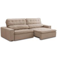 Sofá Retrátil Reclinável Para Sala 3 Lugares 250cm Haus F04 Bouclê Bege - Lyam Decor - 1