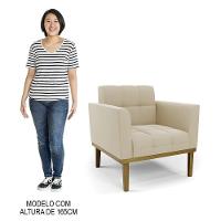 Sofá Namoradeira E 1 Poltrona Base Madeira Castanho Ana Suede Bege - Ibiza - 8