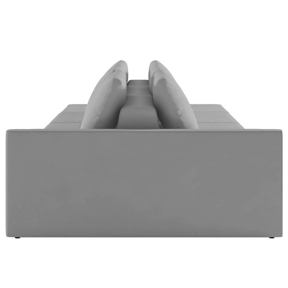 Sofá Ilha Modular Com Puff Para Sala Living 252cm Georgia K04 Veludo Cinza - Mpozenato - 6
