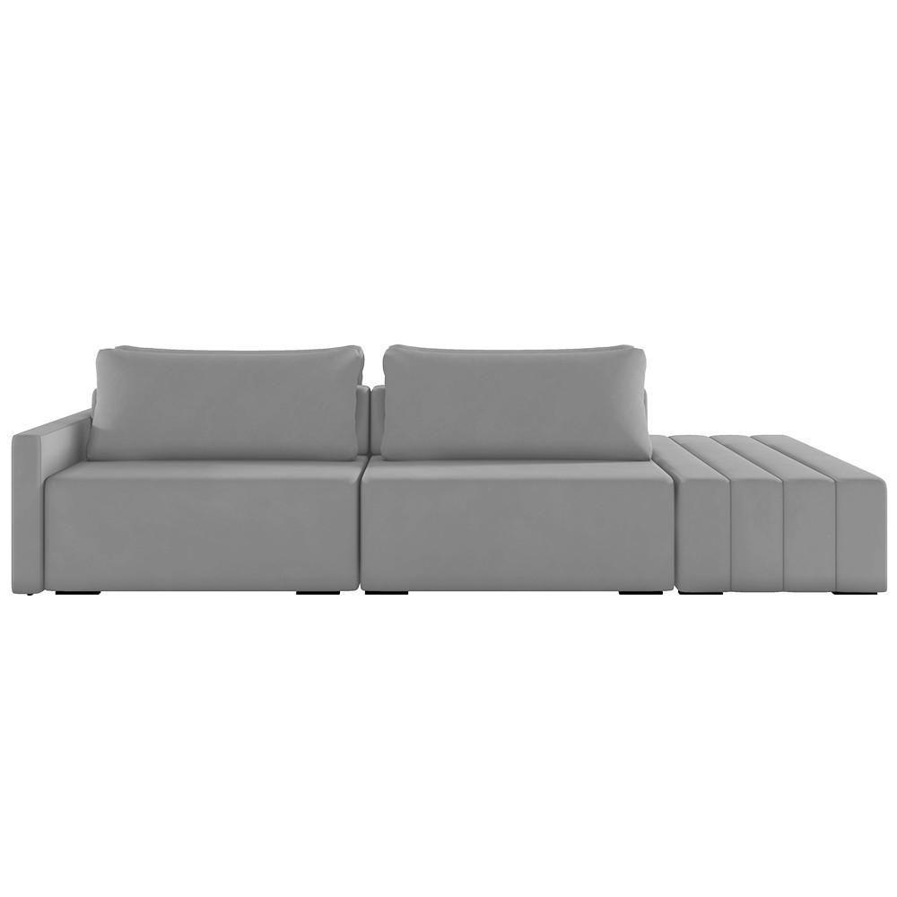 Sofá Ilha Modular Com Puff Para Sala Living 252cm Georgia K04 Veludo Cinza - Mpozenato - 8