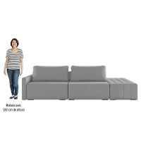 Sofá Ilha Modular Com Puff Para Sala Living 252cm Georgia K04 Veludo Cinza - Mpozenato - 5
