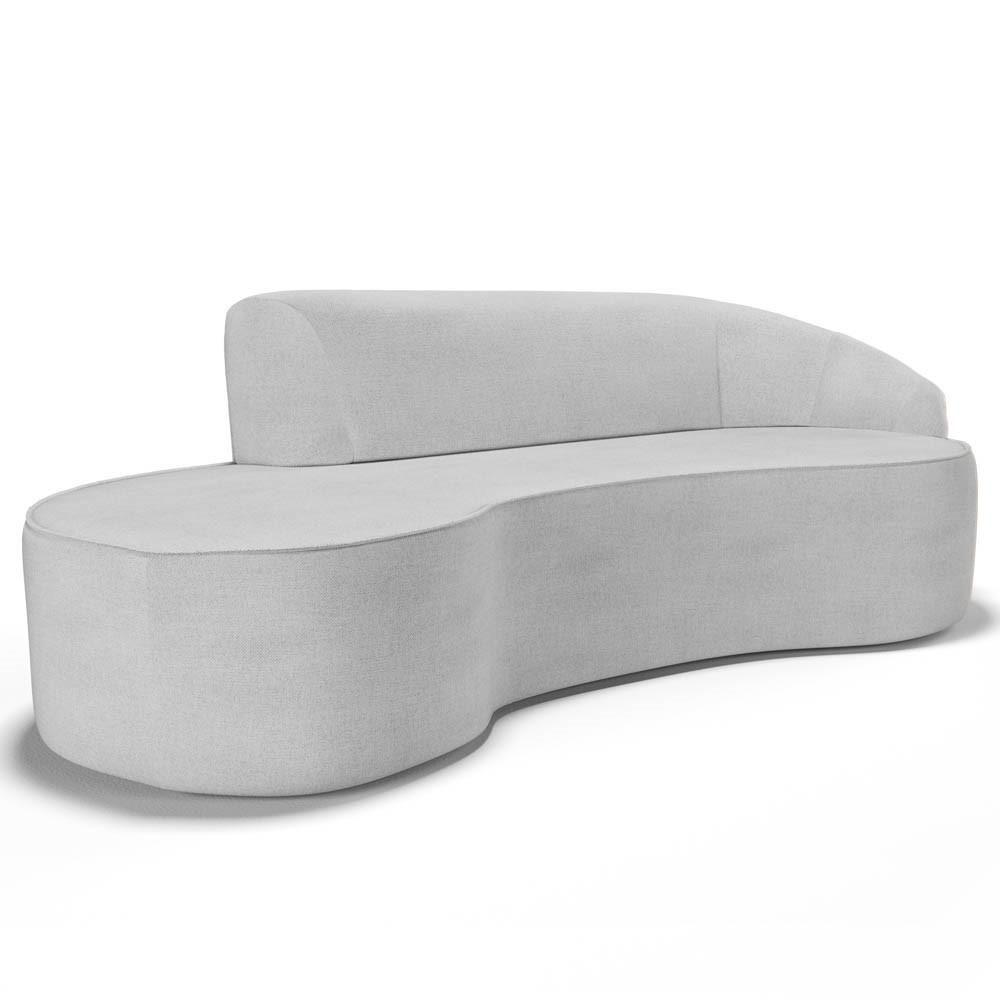 Sofá Living 3 Lugares 230cm Braço Direito Mozart D06 Linho Cinza - Mpozenato - 1