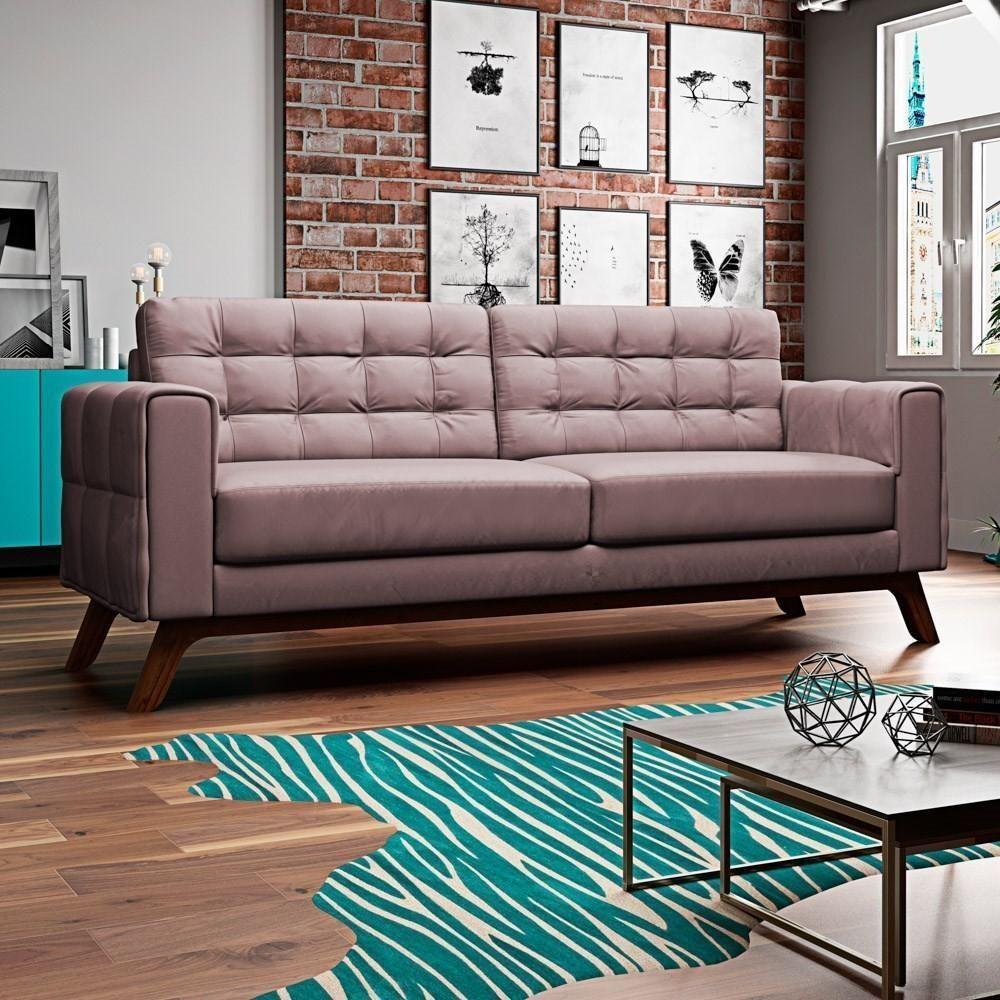 Sofá 260 Cm 4 Lugares Sandero C-305 Veludo Rosê - Domi - 2