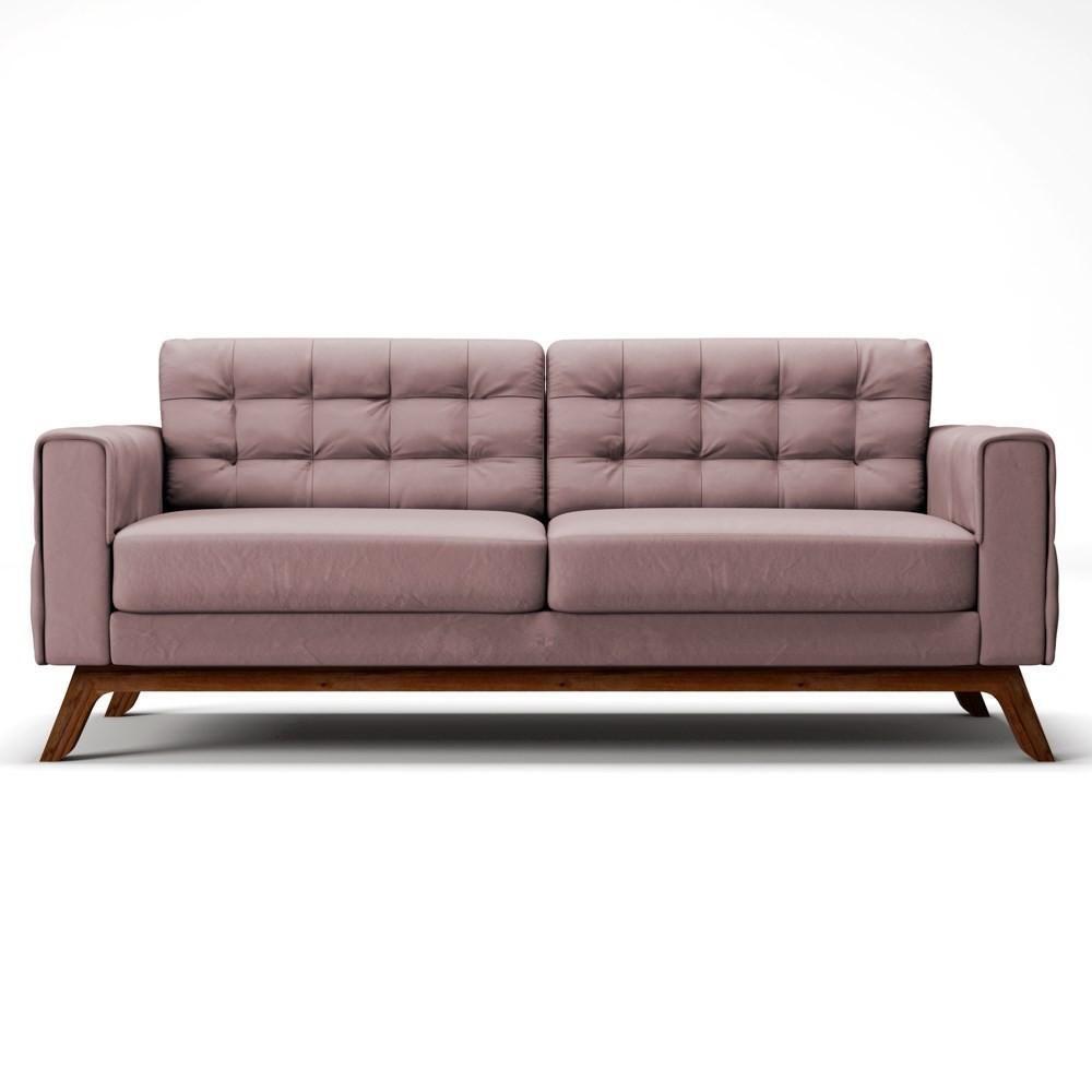 Sofá 260 Cm 4 Lugares Sandero C-305 Veludo Rosê - Domi - 3