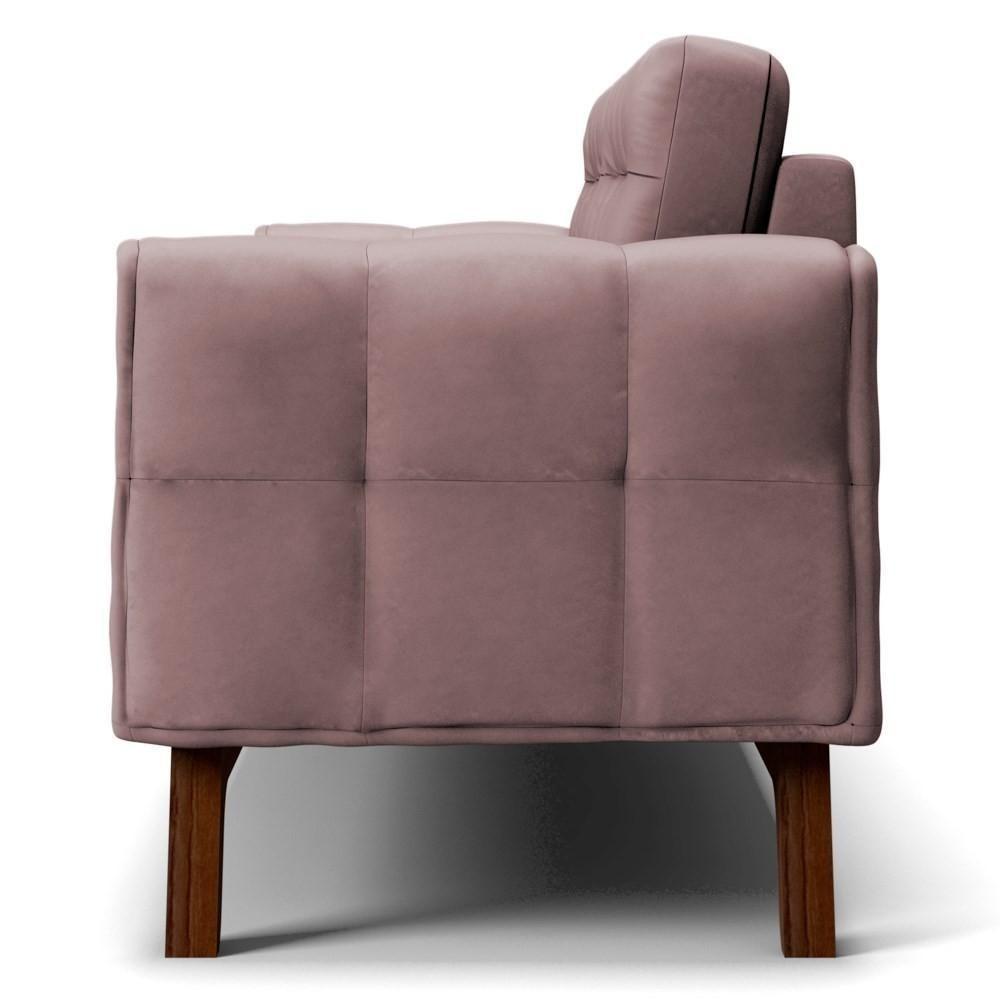 Sofá 260 Cm 4 Lugares Sandero C-305 Veludo Rosê - Domi - 6