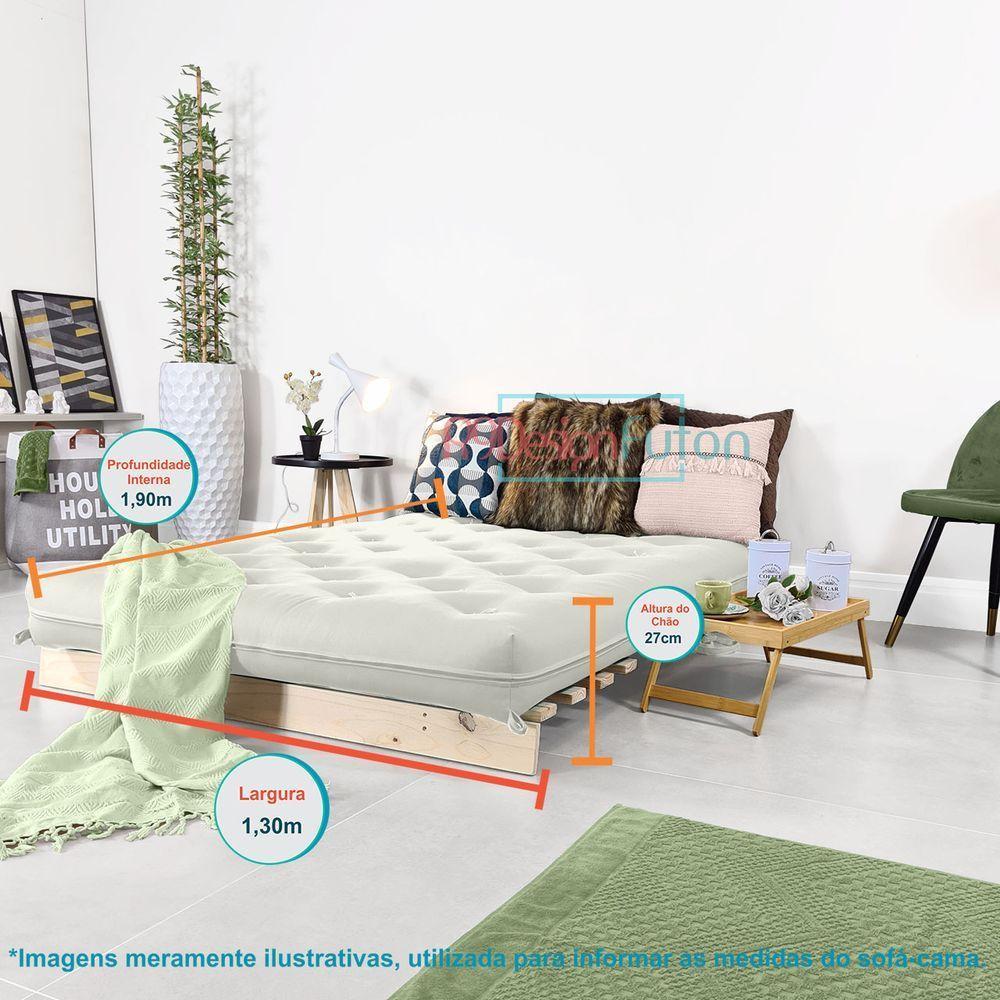 Futon Casal Tokio Sofa Cama Branco Off Acquablock Com Madeira Maciça - 5