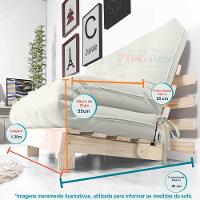 Futon Casal Tokio Sofa Cama Branco Off Acquablock Com Madeira Maciça