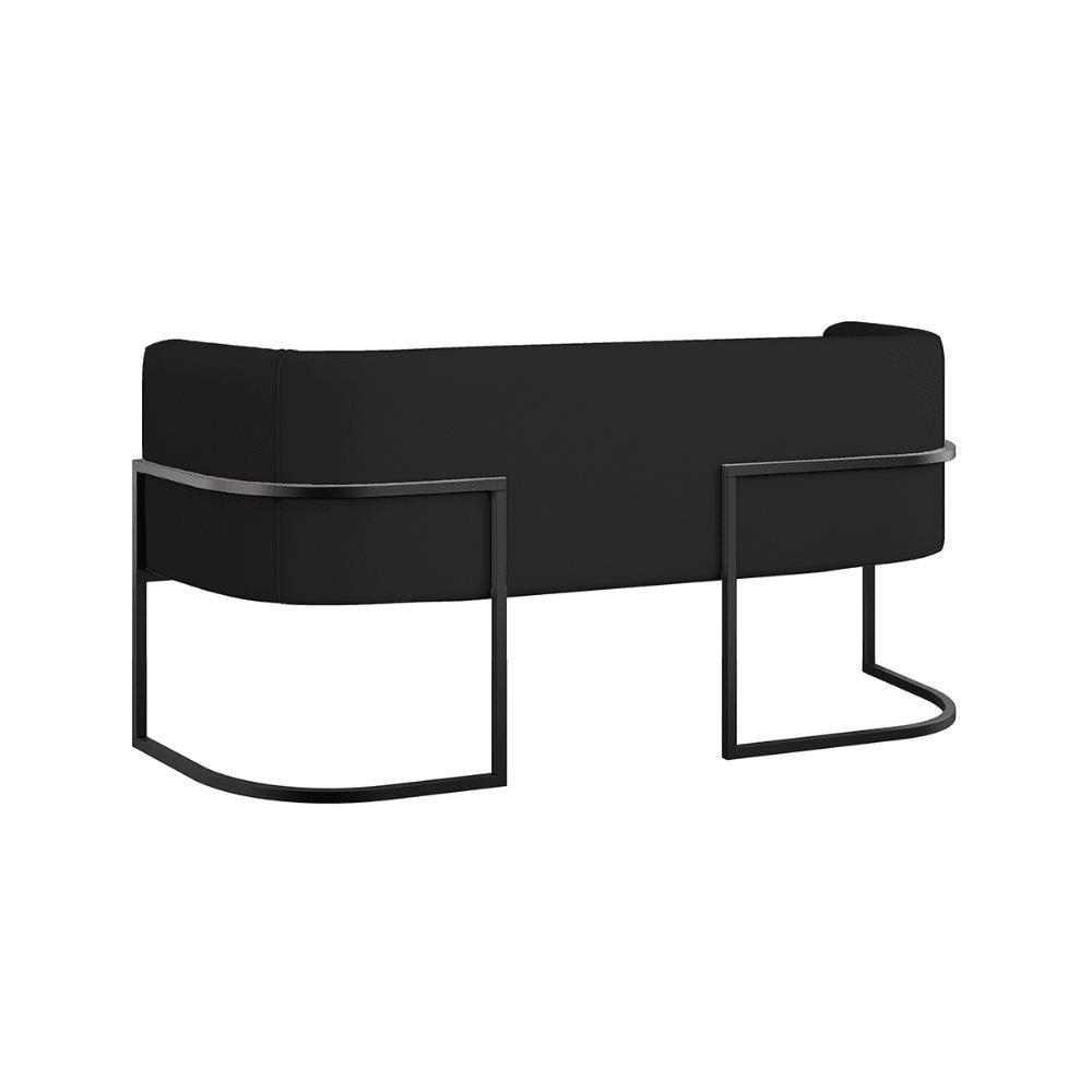 Sofá 2 Lugares Base Metal Preta Reforçada Recepção Corino Preto - 5