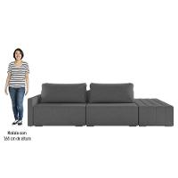 Sofá Ilha Modular Com Puff Para Sala Living 232cm Georgia K04 Linho Cinza Escuro - Mpozenato - 5