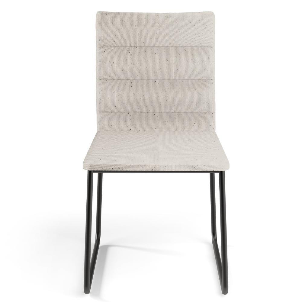 Kit 08 Cadeiras Decorativa Estofada Para Sala De Jantar Preto Maya L02 Linho Cru - Lyam Decor - 2