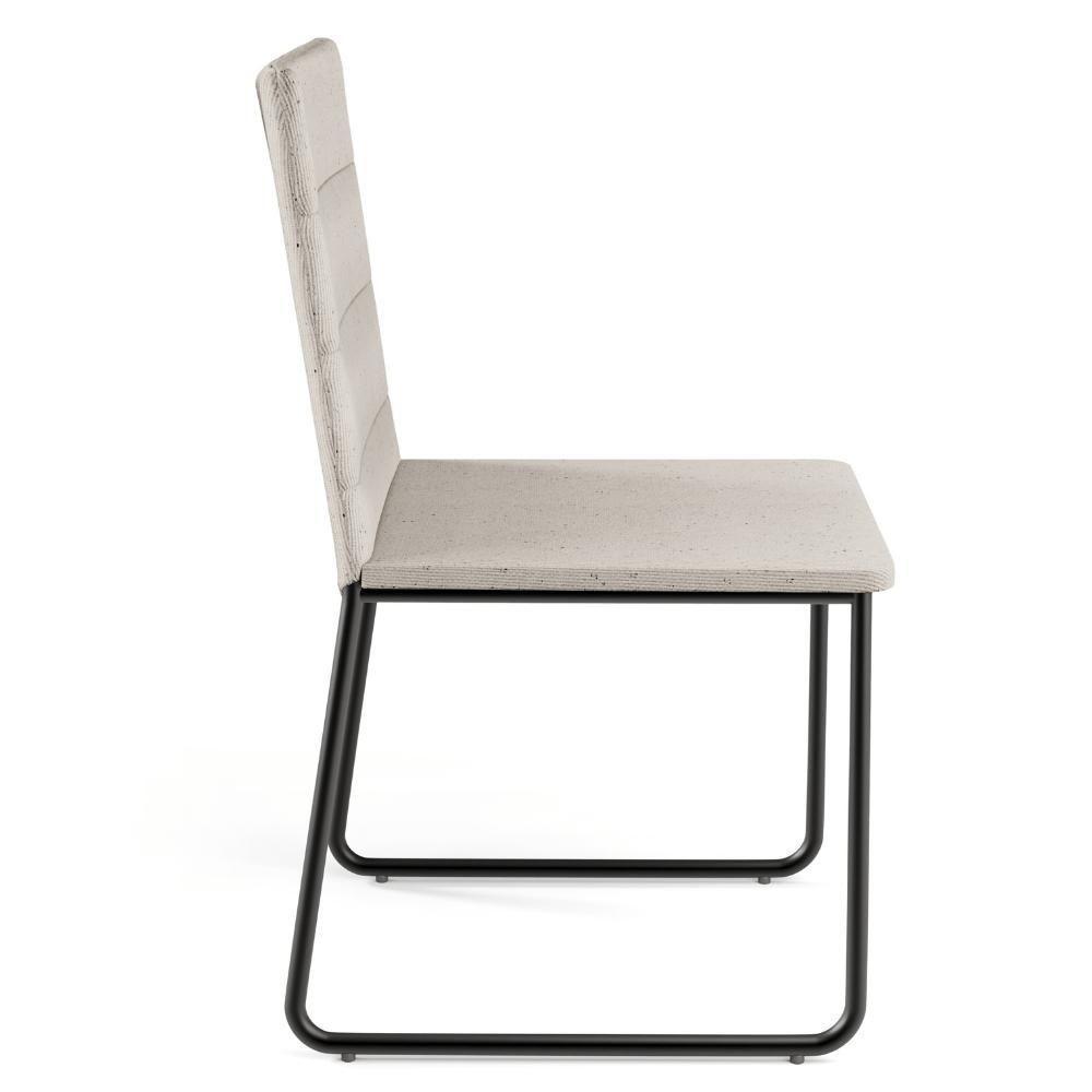 Kit 08 Cadeiras Decorativa Estofada Para Sala De Jantar Preto Maya L02 Linho Cru - Lyam Decor - 3