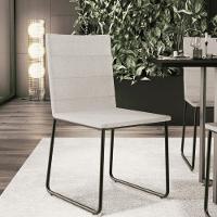 Kit 08 Cadeiras Decorativa Estofada Para Sala De Jantar Preto Maya L02 Linho Cru - Lyam Decor - 5