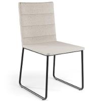 Kit 08 Cadeiras Decorativa Estofada Para Sala De Jantar Preto Maya L02 Linho Cru - Lyam Decor - 6